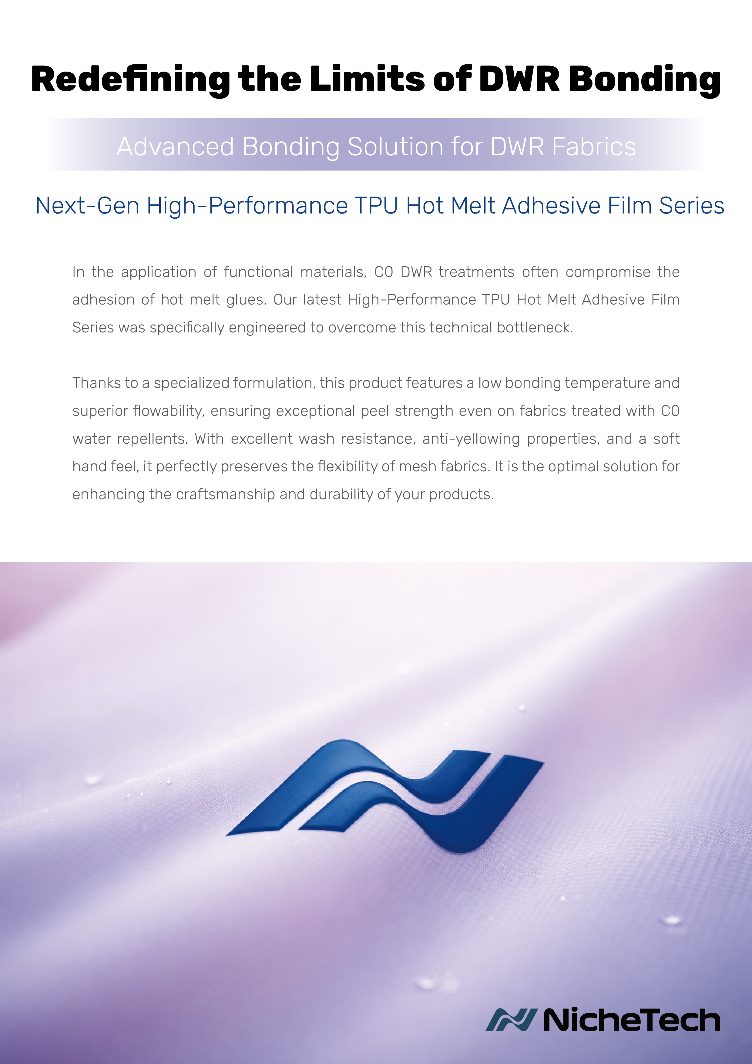 TPU Hot Melt Bonding Solution for Water Repellent Fabrics